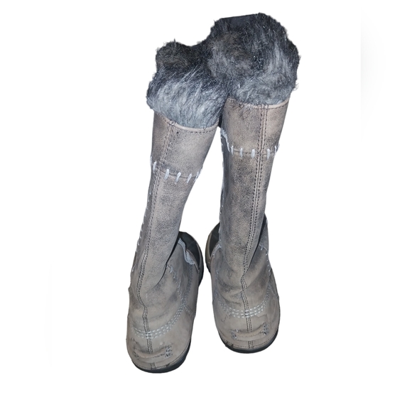 Sorel Cate The Great NL1642-221 Tusk Stone gray Leather Tall Boots 6 - Picture 3 of 8